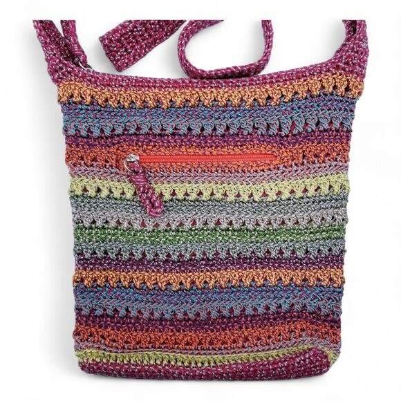 THE SAK Sequoia Stripe Crochet Crossbody Boho Handbag - Picture 2 of 11